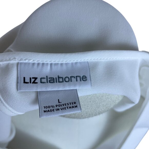 Liz Claiborne Womens White Sleeveless Top With Front Tie Detail Size L - Picture 2 of 10